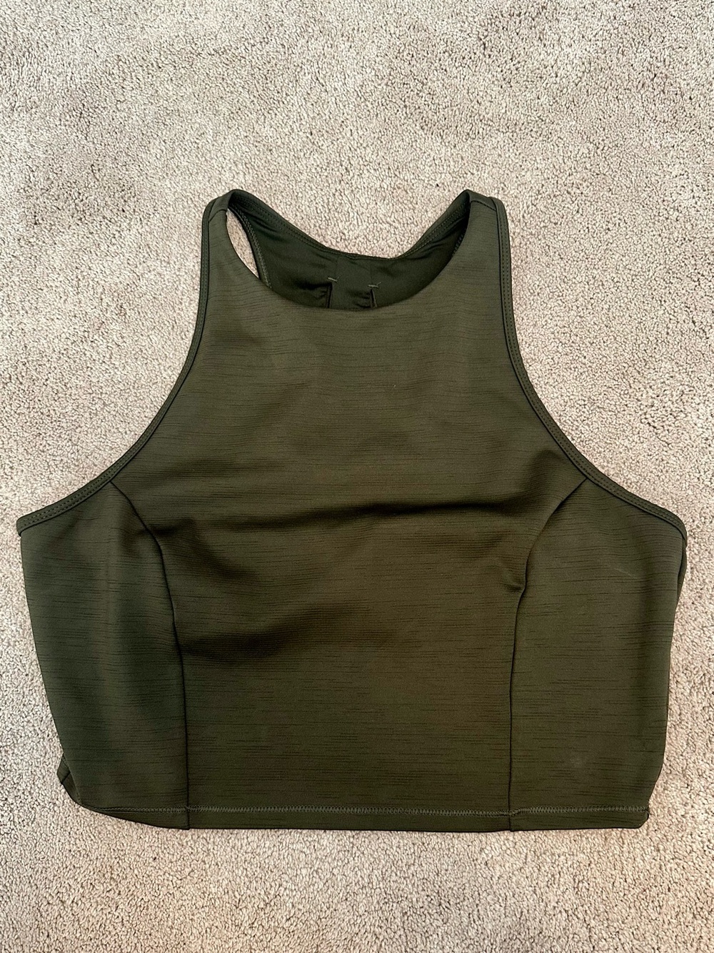 all in motion Olive Green High-Neck Cropped Tank